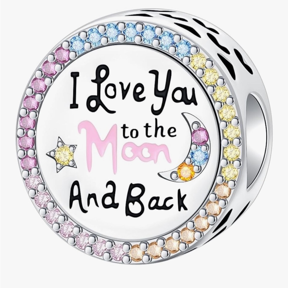 I Love You to the Moon and Back' sterling Charm fits all Pandora bracelets